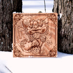 Laser Engraved Foo Dog, Tattoo inspired art, Japanese art, Chinese art, house protection
