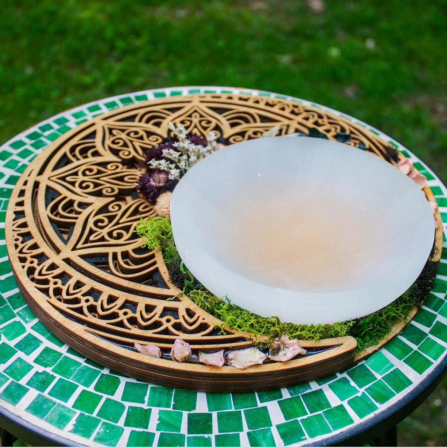 charging Plate, Selenite Bowl, Alter tool, witch kit, witch tools, crystal grid, pendulum board