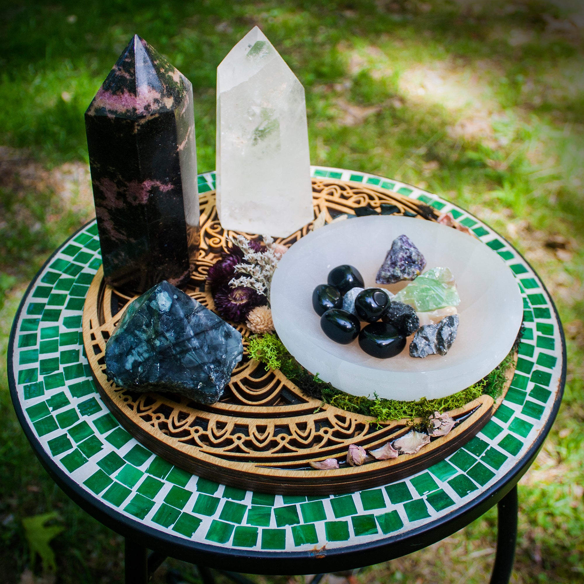charging Plate, Selenite Bowl, Alter tool, witch tools, crystal grid, pendulum board , metaphysical