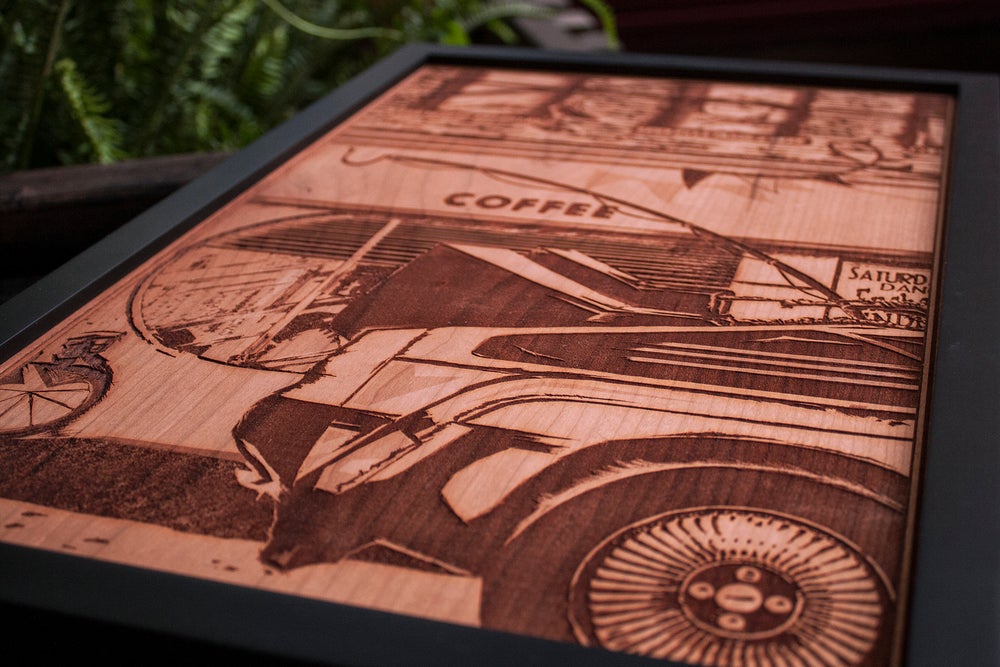 Back to the Future, laser wood engraved, plaque, triptych, Marty Mcfly, delorean car