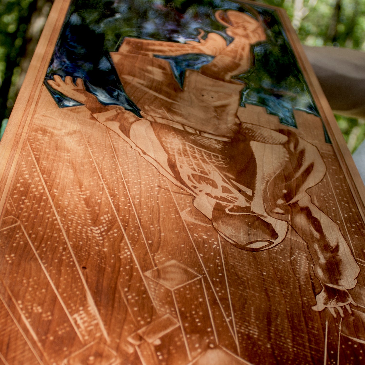 multiverse, spider, into the verse, epoxy and wood art, miles, resin and wood, laser wood art,