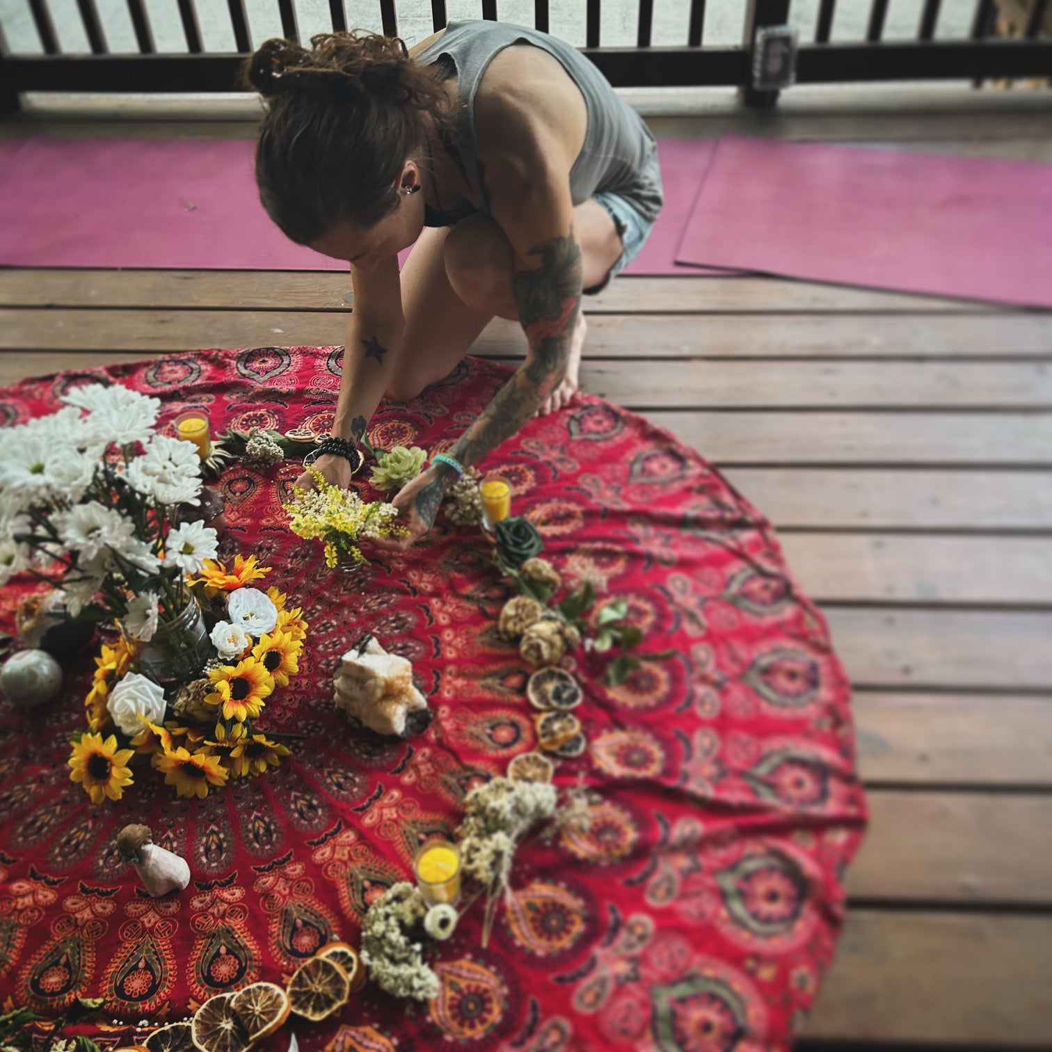 sacred woman circle, flower designer