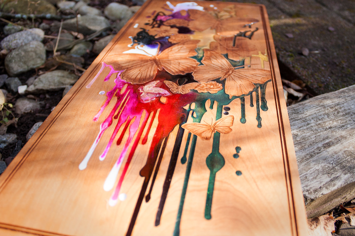 butterfly, butterflies, transformation, wood and resin at