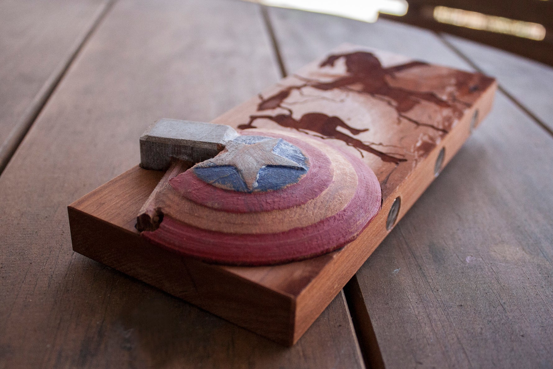 Captain America Shield Magnetic Keychain Holder. laser engraved, and cnc.