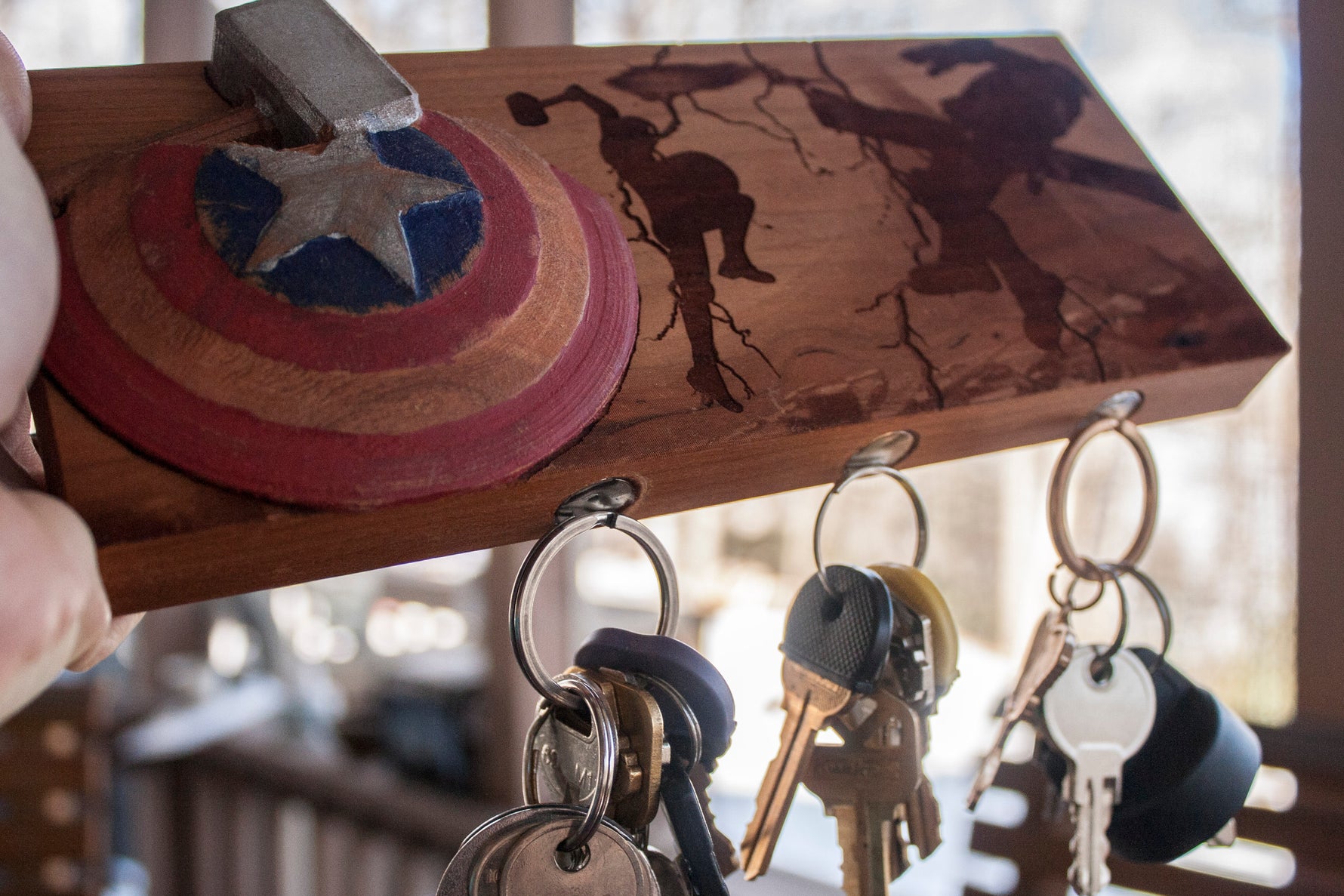 Captain America Shield Magnetic Keychain Holder. laser engraved, and cnc.