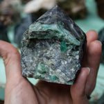 Emerald half point crystal - vibrant green healing crystal with natural patterns, for energy balance