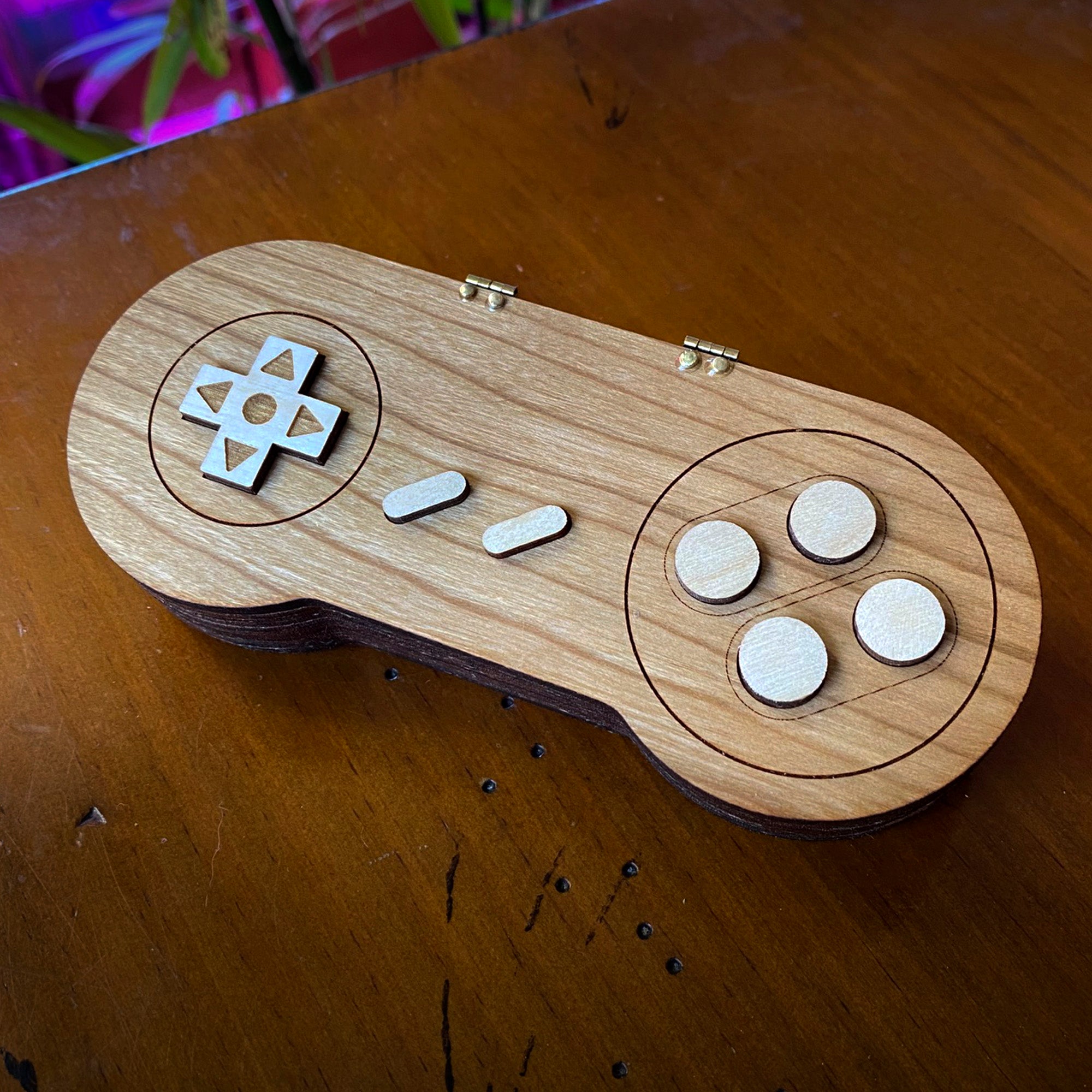 Retro deals games wood carving controller art