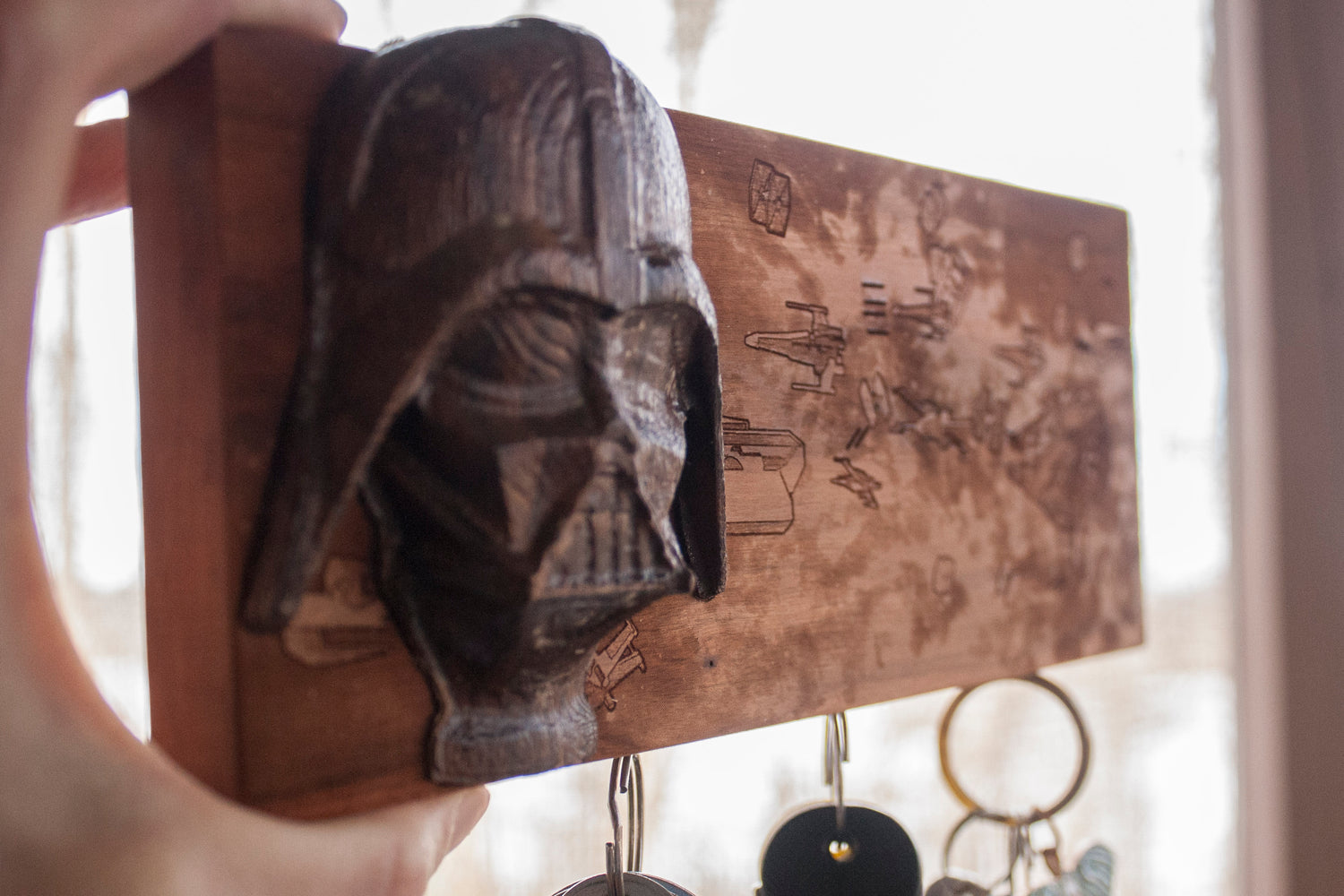 darth vader keychain holder, cnc and laser engraved