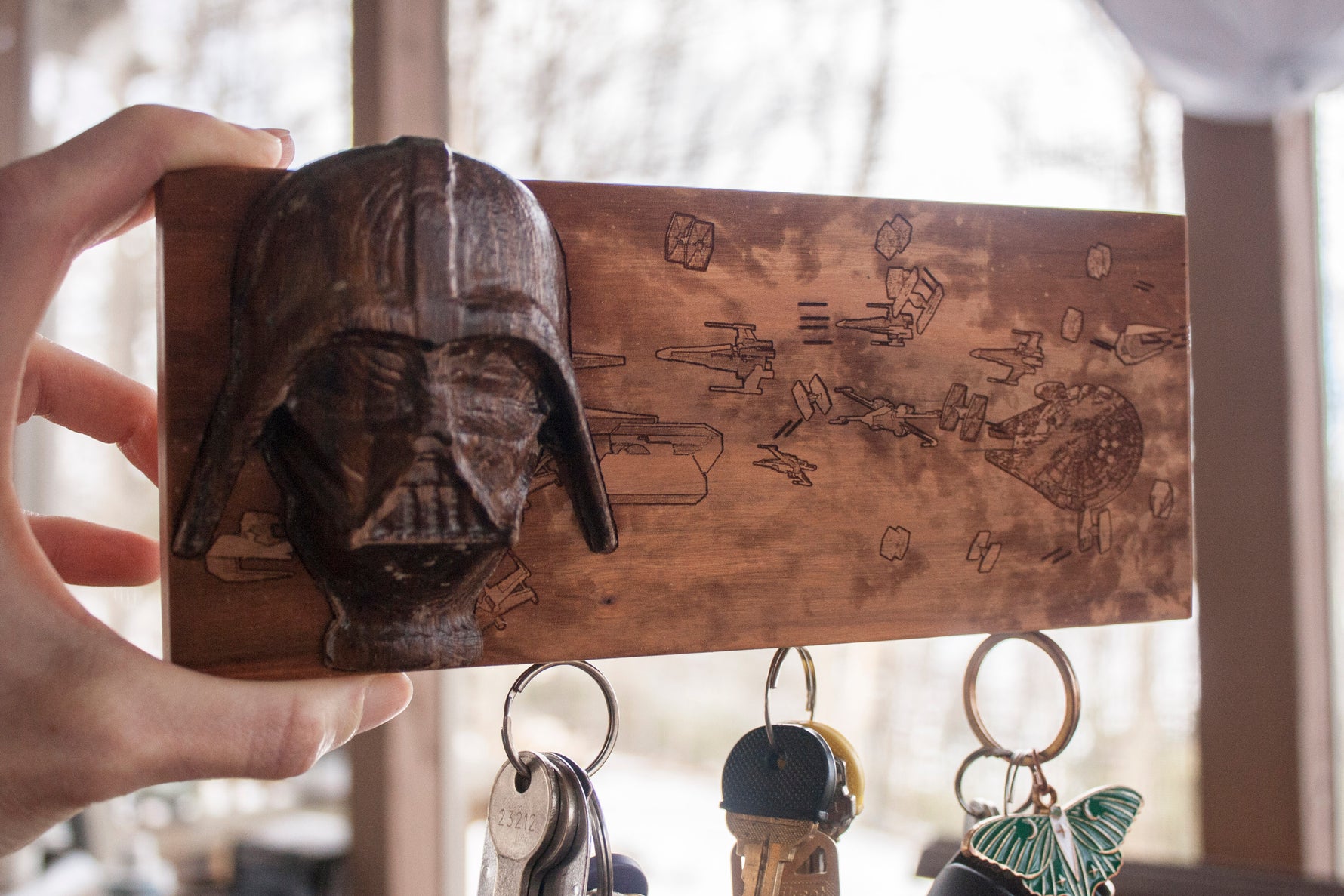 darth vader keychain holder, cnc and laser engraved