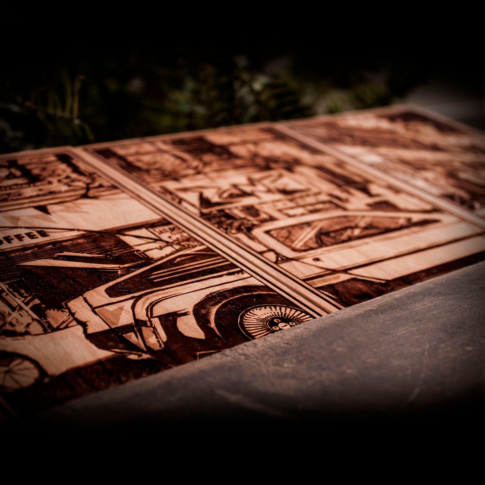 Back to the Future, laser wood engraved, plaque, triptych, Marty Mcfly, delorean car