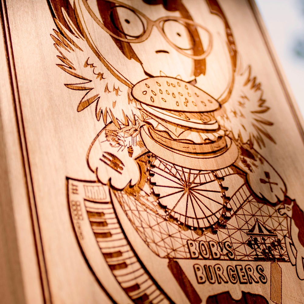 Bobs Burger's, Tina Belcher laser wood engraved art on wood