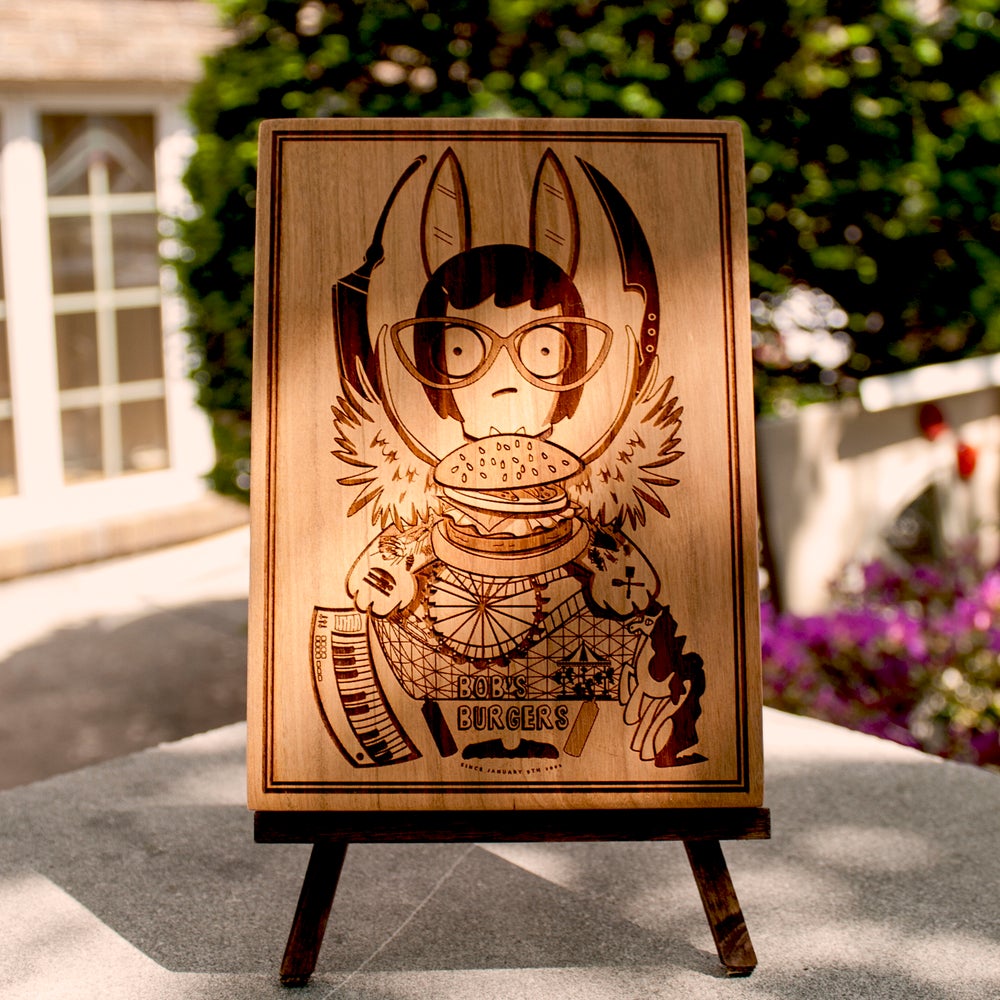 Bobs Burger's, Tina Belcher laser wood engraved art on wood