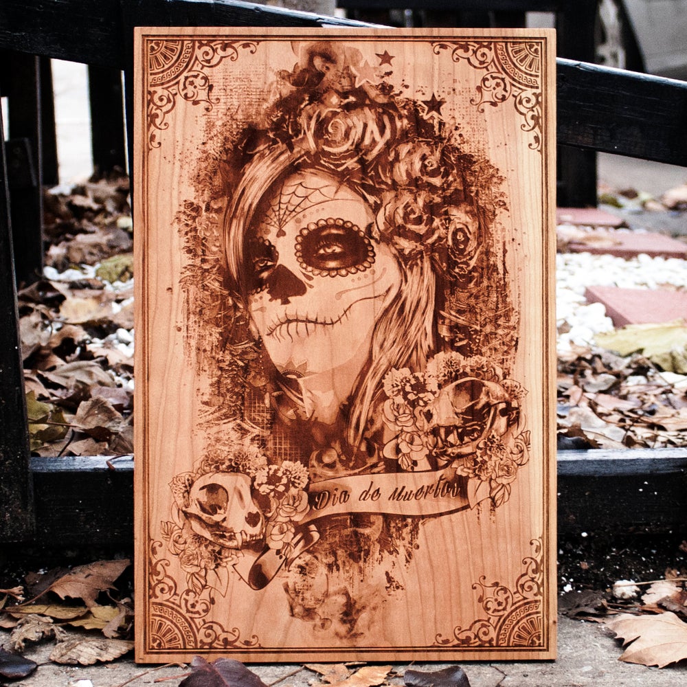 Dia de Muertos, laser wood engraving, los Dia De Muertos, day of the dead art, sugar skulls, 