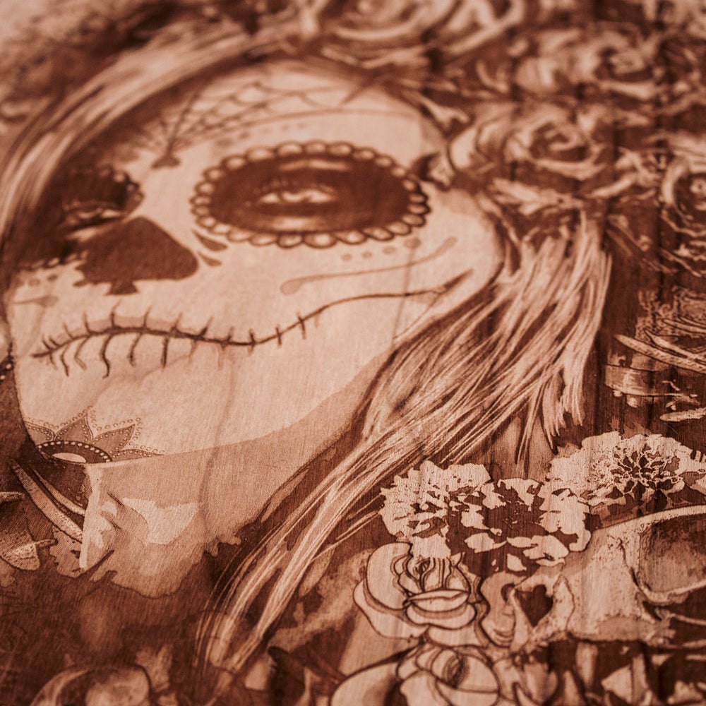 Dia de Muertos, laser wood engraving, los Dia De Muertos, day of the dead art, sugar skulls, 