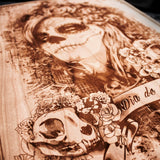 Dia de Muertos, laser wood engraving, los Dia De Muertos, day of the dead art, sugar skulls, 