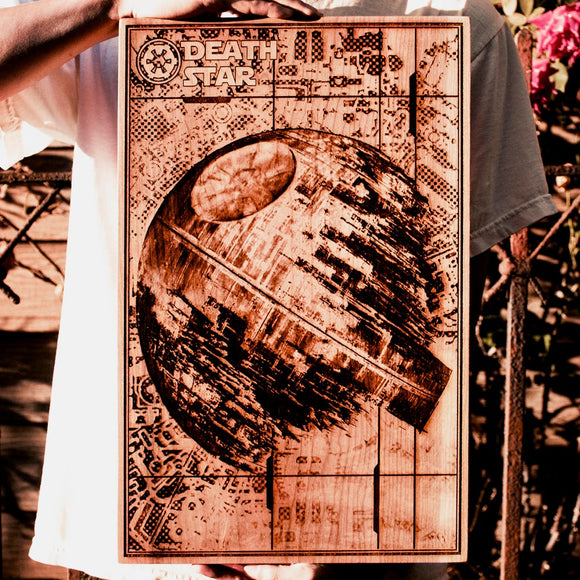 Star Wars, Death star, laser wood engraved, wood artwork, may the force be with you, for the empire,