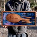 Star Trek USS Enterprise, Resin ,Laser wood art, Captain Picard's ship, star trek next generation