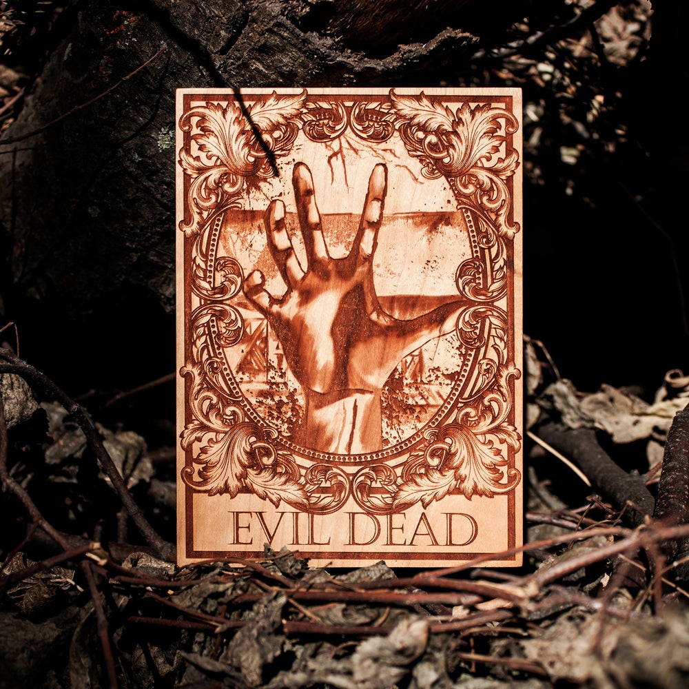 Evil dead house, ash from evil dead, Necronomicon, zombie movies, laser engraved wood art