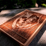  liftevil, Inspired by skulls, Vikings, and nors gods. laser wood engraved art. pagan art, witch art