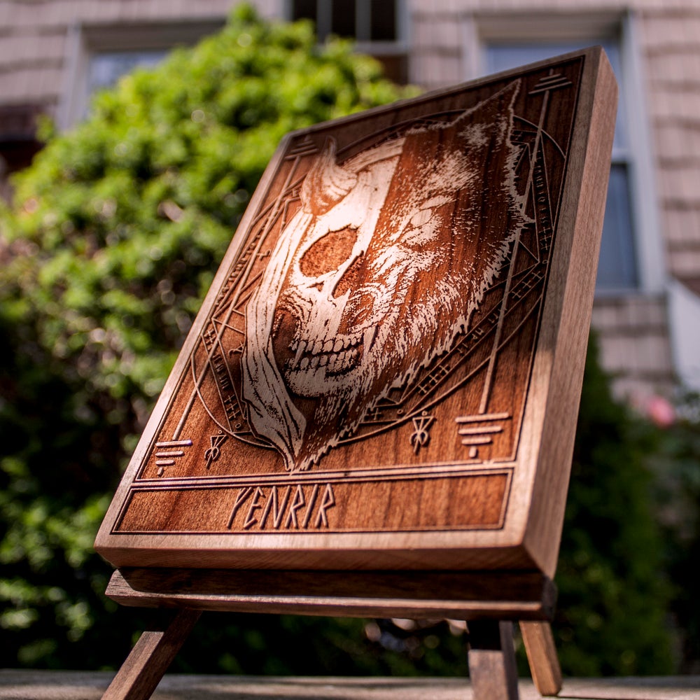 liftevil, Inspired by skulls, Vikings, and nors gods. laser wood engraved art. pagan art, witch art