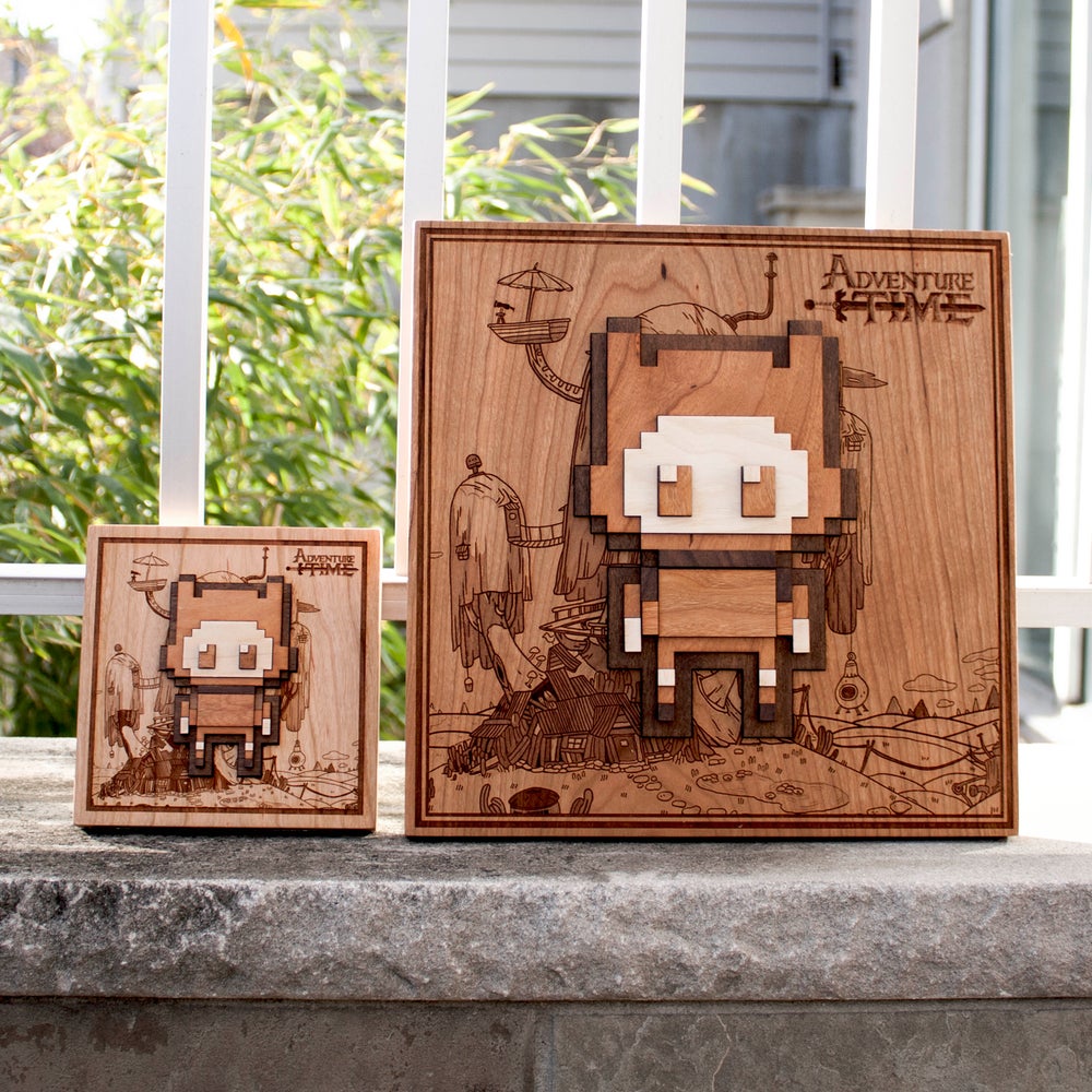 Adventure, Time, Finn, Laser Wood Engraved, 8bit art