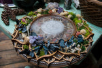 Selenite charging grid, lotus flower, crystal grid, charging plate, lotus mandala, selenite plate