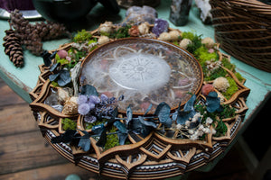 Selenite charging grid, lotus flower, crystal grid, charging plate, lotus mandala, selenite plate