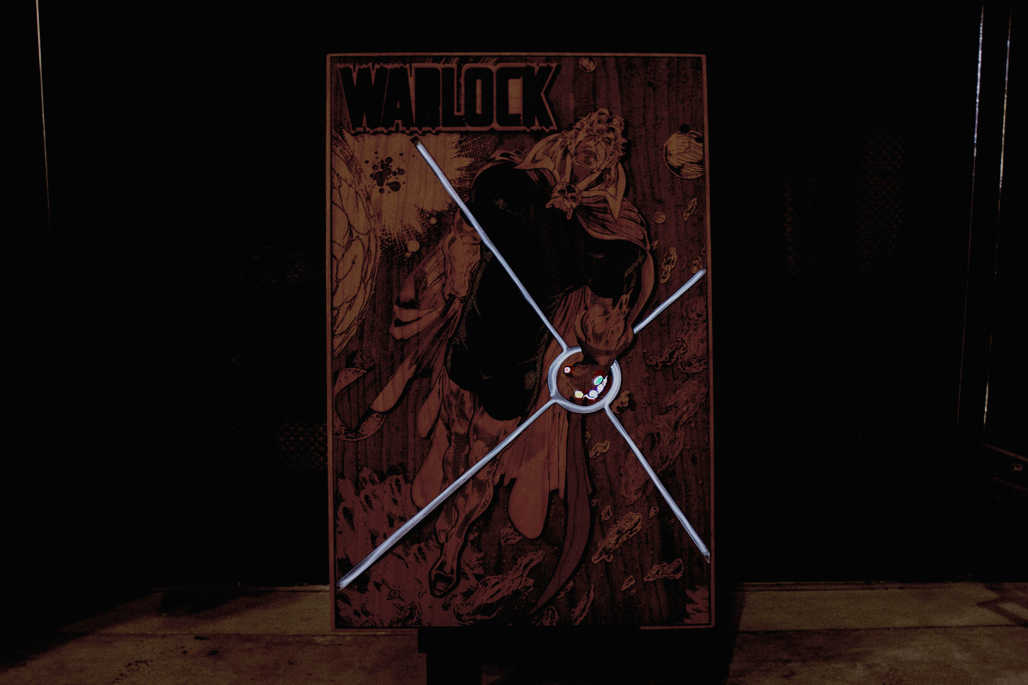 laser engraved Adam Warlock. wood comic book cover art 