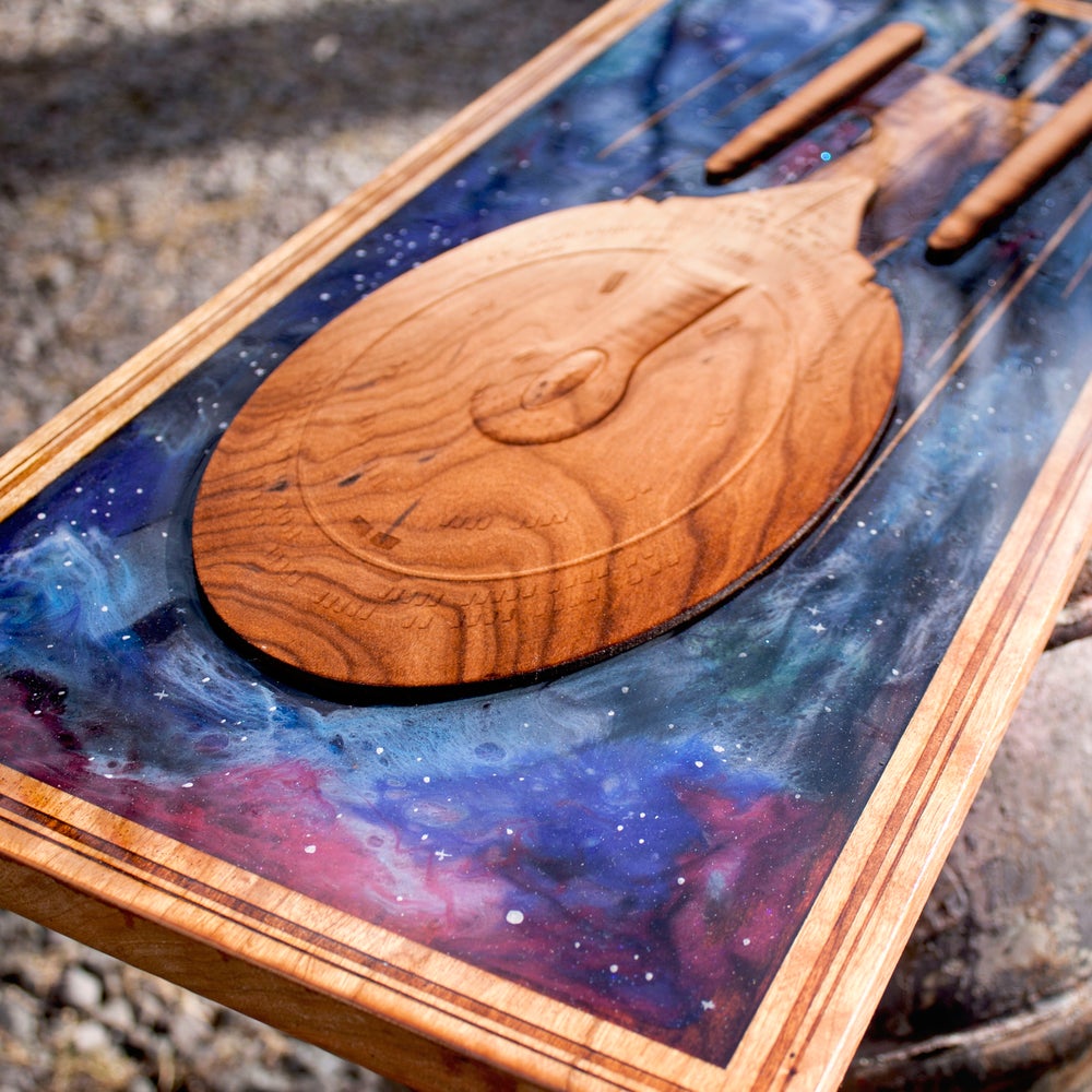 Star Trek USS Enterprise, Resin ,Laser wood art, Captain Picard's ship, star trek next generation