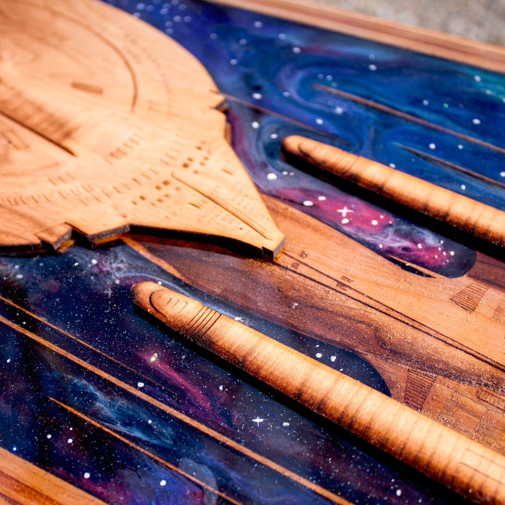 Star Trek USS Enterprise, Resin ,Laser wood art, Captain Picard's ship, star trek next generation