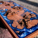 GOT, topographical map, fantasy map, resin and wood art, laser engraved