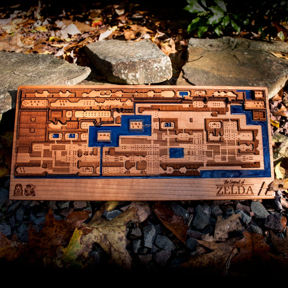 The Legend of Zelda map, overworld map, original zelda map, link from zelda, wood and resin, 