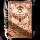 laser engraved, wood Ouija Board and Planchette done by Spitfire labs NYC, witch tool, spirit board